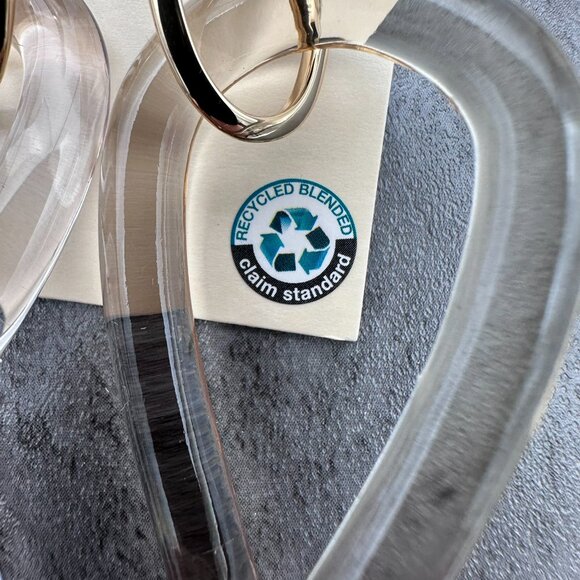 Open Edit Twisted Swirl Clear Acrylic Gold Tone Huggie Drop Earrings - Picture 6 of 9